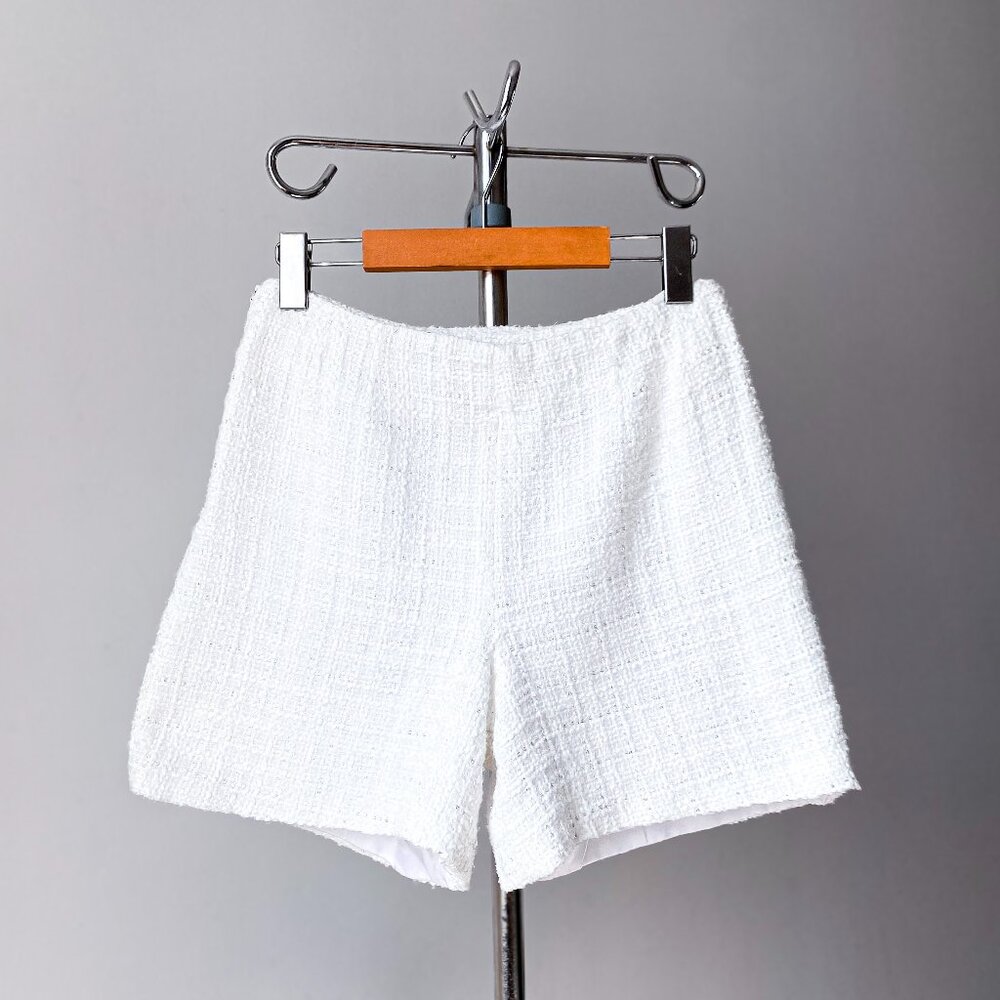 ☀️ Off-White Tweed High-Waist Shorts – Handmade Preppy by TashMode